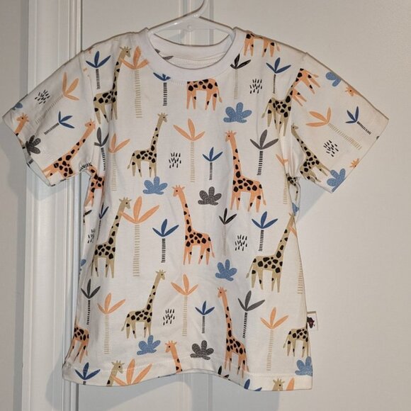 Baba Fishees Giraffe Print Animal Safari Graphic All Over T-shirt Top 3-4 Years - Picture 2 of 4